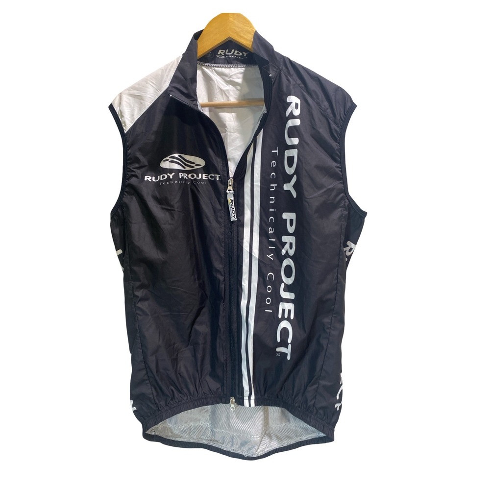 Rudy Project Cycling Vest Mens XL Black White Sleeveless Windbreaker Bike Gilet
